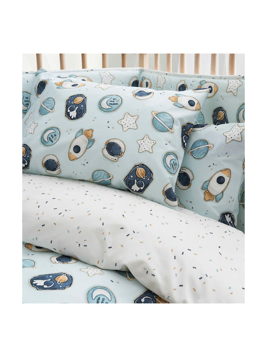 Vesta Home Baby Sheets Crib Cotton Cosmic Light Blue 120x165cm 3 Pieces