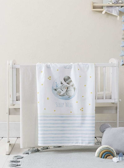 Nima Sleepy Racoon Set Baby Bettlaken Für Wiege Baumwolle Schläfriger Waschbär Blau 70x110cm 2Stück
