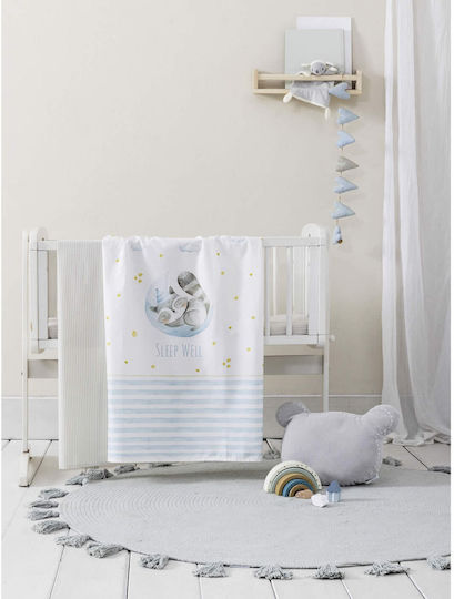 Nima Sleepy Racoon Set Baby Bettlaken Für Wiege Baumwolle Schläfriger Waschbär Blau 70x110cm 2Stück