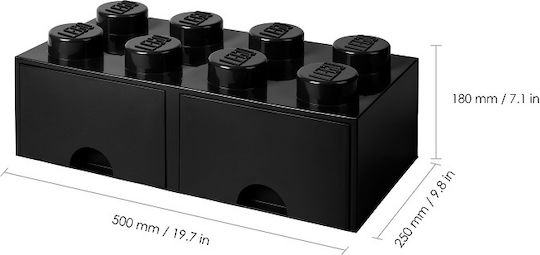 LEGO Children's Storage Box made of Plastic 8 Knobs Black 50x25x17cm 1pcs
