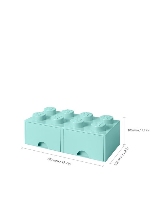 LEGO Children's Storage Box made of Plastic 8 Knobs Turquoise 50x25x17cm 1pcs