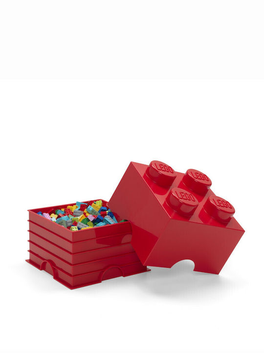 LEGO Детска кутия за съхранение от пластмаса 4-Stud Червен 25x25x18см 1бр