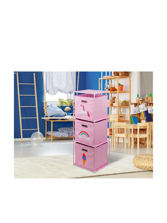 Koopman Spielzeug Aufbewahrungssystem aus Stoff Rosa 35x35x102cm 1Stück