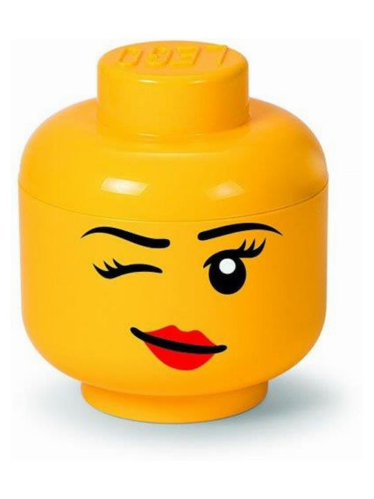 LEGO Παιδικό Κουτί Αποθήκευσης από Πλαστικό Head Κίτρινο 16x16x18cm