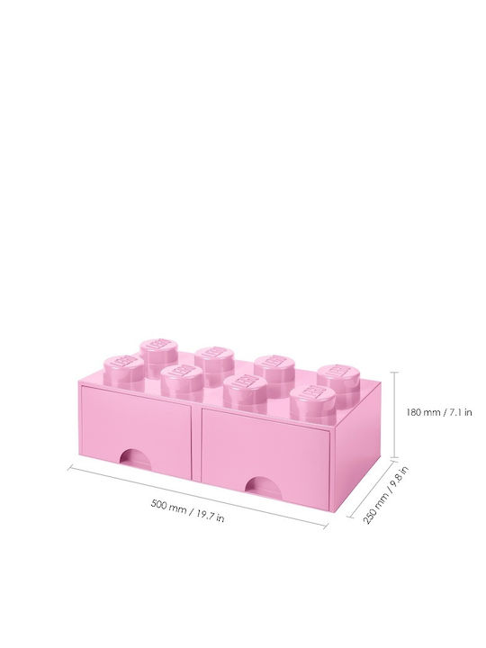 LEGO Kinder Aufbewahrungsbox aus Kunststoff 8 Knobs Rosa 50x25x17cm 1Stück