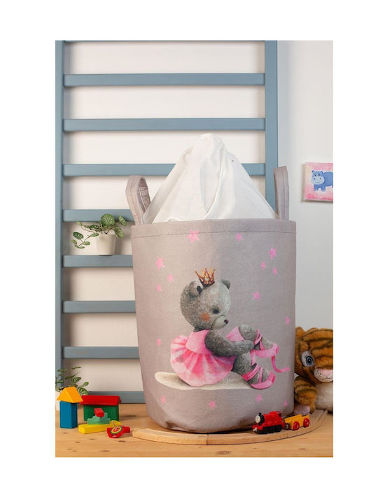 Dimcol Kinder Aufbewahrungskorb aus Stoff Gray 45x30x50cm 1Stück