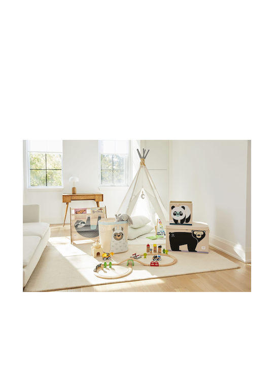 3 Sprouts Children's Folding Storage Box made of Fabric Bear Black 61x37x38cm 1pcs