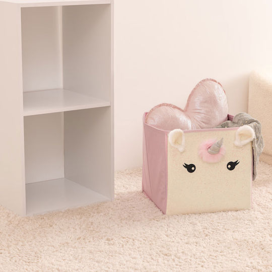 Детска кутия за съхранение сгъваема Unicorn Розов 29x29x29см 1бр