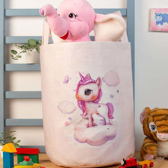 Dimcol Kinder Aufbewahrungskorb aus Stoff Rosa 45x30x50cm 1Stück
