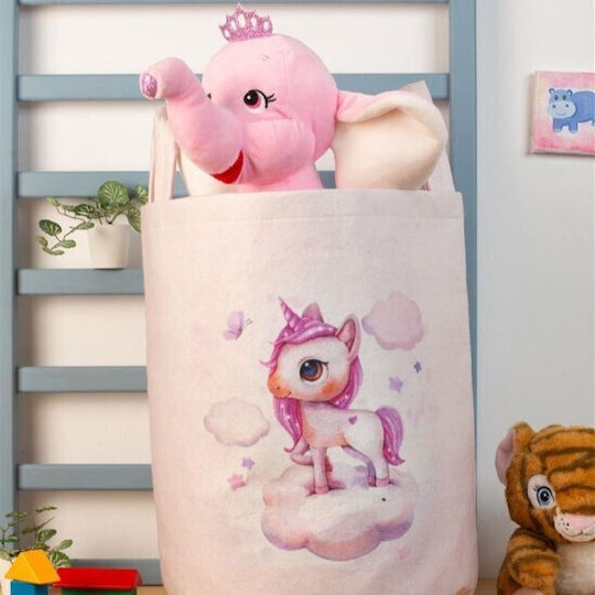 Dimcol Kinder Aufbewahrungskorb aus Stoff Rosa 45x30x50cm 1Stück