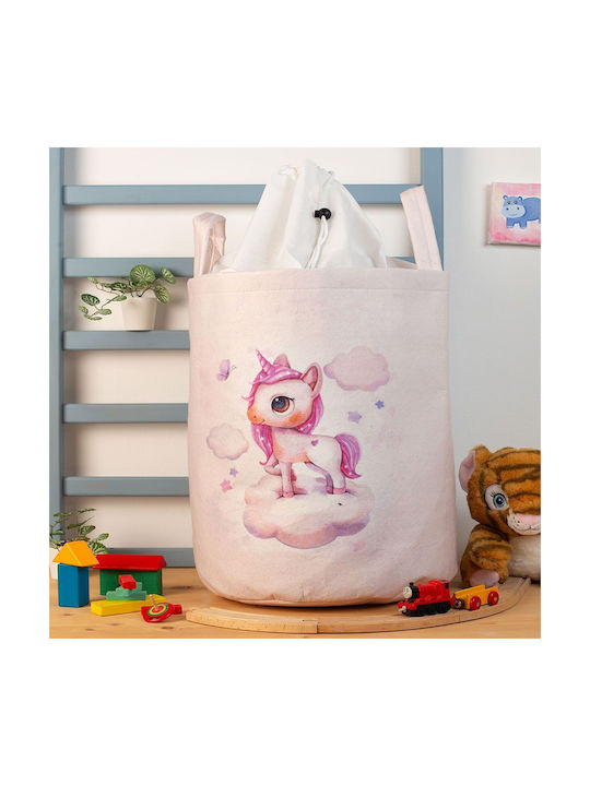 Dimcol Kinder Aufbewahrungskorb aus Stoff Rosa 45x30x50cm 1Stück