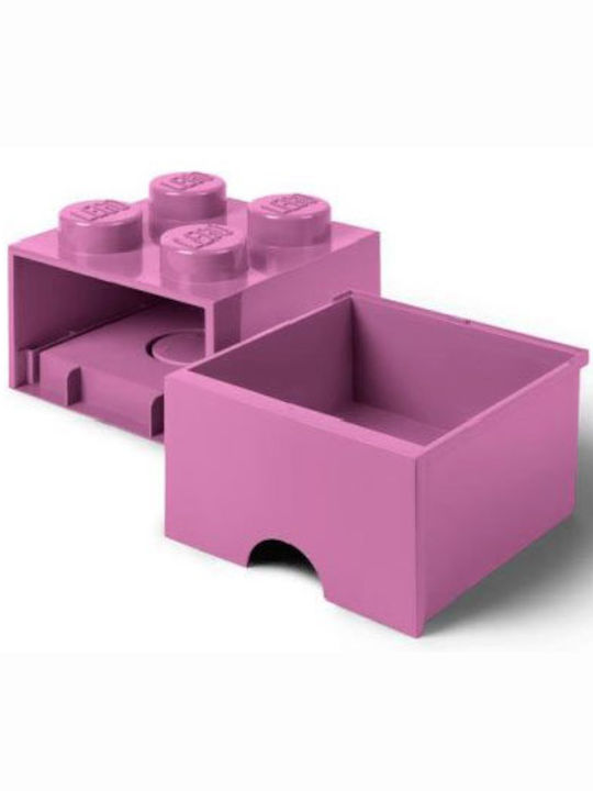 LEGO Παιδικό Κουτί Αποθήκευσης από Πλαστικό 4 Knobs Ροζ 25x25x18cm