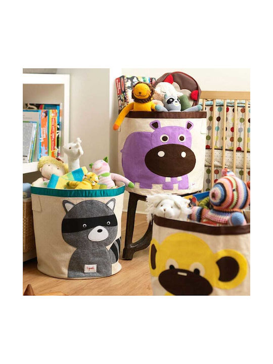3 Sprouts Children's Storage Basket made of Fabric Elephant Fuchsia 43x43x45cm 1pcs