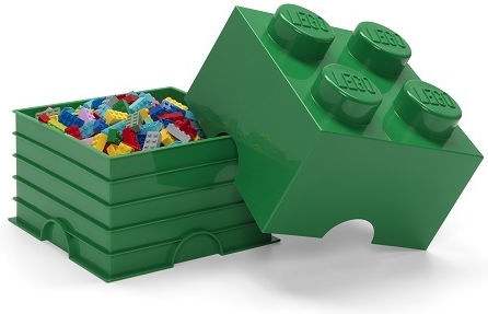 LEGO Детска кутия за съхранение от пластмаса 4-Stud Зелен 25x25x18см 1бр