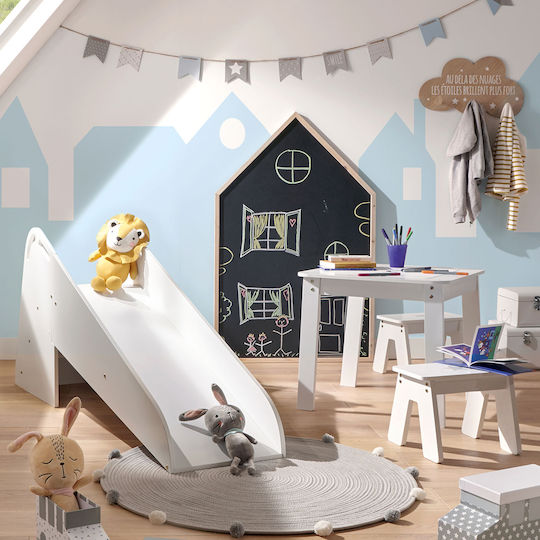 Atmosphera Kinder Aufbewahrungsbox aus Holz Roulettes Trunk Gray 48x28x28.5cm 1Stück