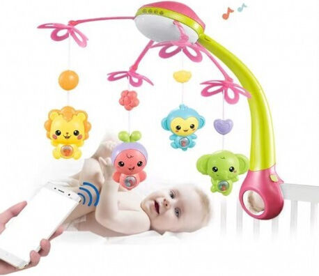 Lazarid Pendant Toy for Cot with Music, Rotation, and Projector for 0++ Months