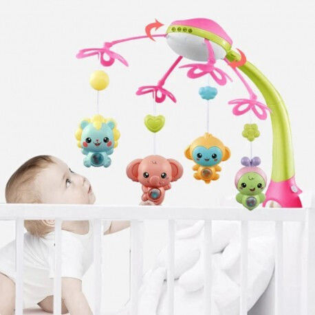 Lazarid Pendant Toy for Cot with Music, Rotation, and Projector for 0++ Months