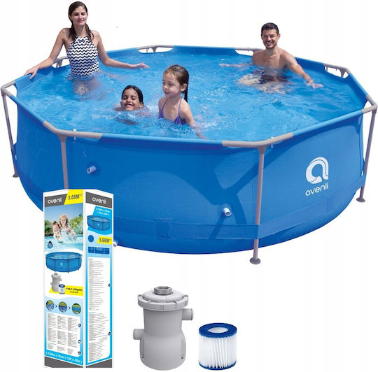Jilong Piscină Rotundă PVC 4383 L Cu Cadru Metalic 300x76 Cm Albastră