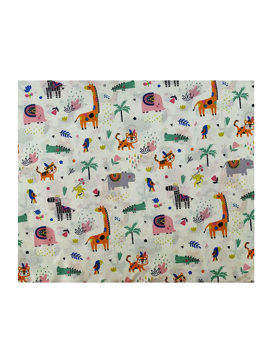 Dimcol Zoo Cotton Swaddle Wrap White Green 80x80cm.