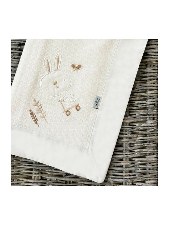 Bunny Bebe Scutec Piqué White / Pink Roz 90x90εκ.