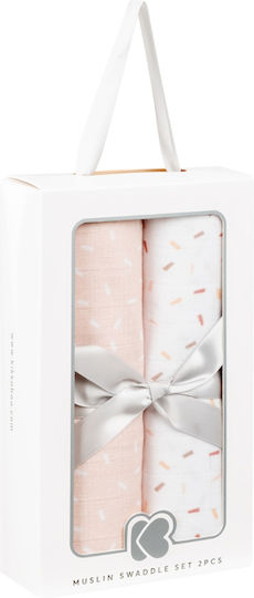 Kikka Boo Confetti Πάνες Αγκαλιάς από Μουσελίνα Ροζ 80x80εκ. 2τμχ