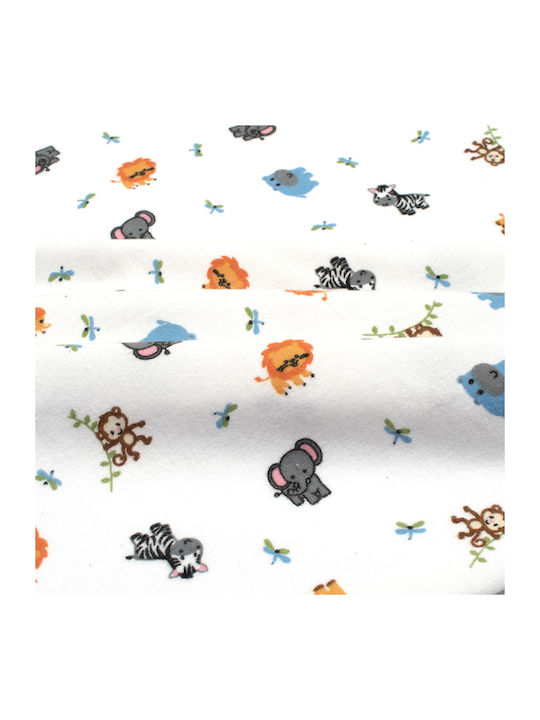 Dimcol Zoo Flanell-Wickeltuch White Mehrfarbig 80x80cm.