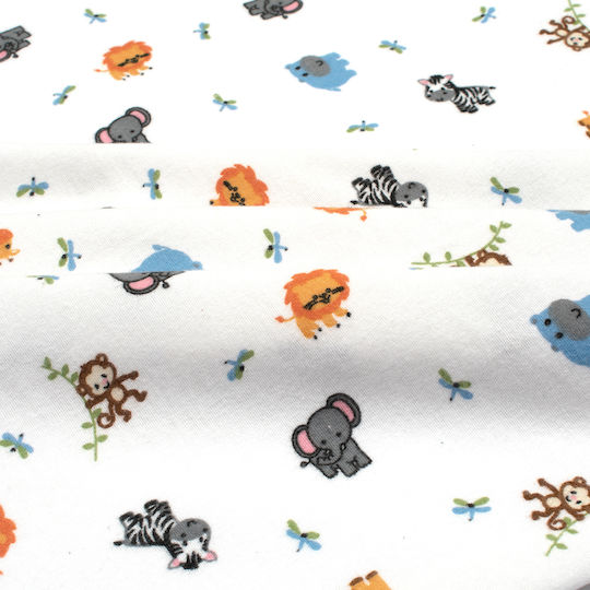 Dimcol Zoo Flanell-Wickeltuch White Mehrfarbig 80x80cm.
