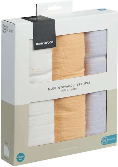 Kikka Boo Swaddle Blanket 100x100cm 3 Pieces