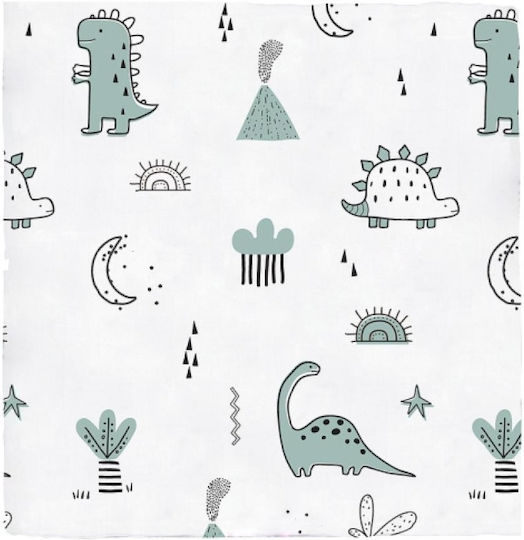 Bimbidreams Dinos Pânză de Înfășat din Muselină Alb 120x120εκ.