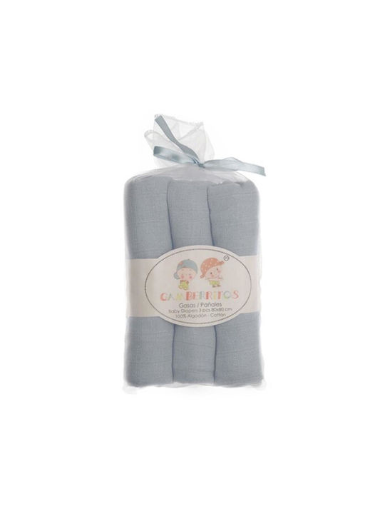 Gamberritos Kids Прегръщащи Пелени от Муселин Сив 80x80см. 3бр
