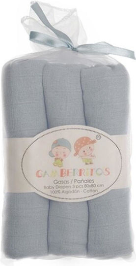 Gamberritos Kids Muslin Swaddle Wraps Gray 80x80cm. 3pcs
