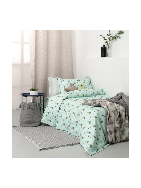24home.gr Σετ Μονά με Λάστιχο Πράσινο 100x200cm 24home.gr Σετ Μονά με Λάστιχο Πράσινο 100x200cm