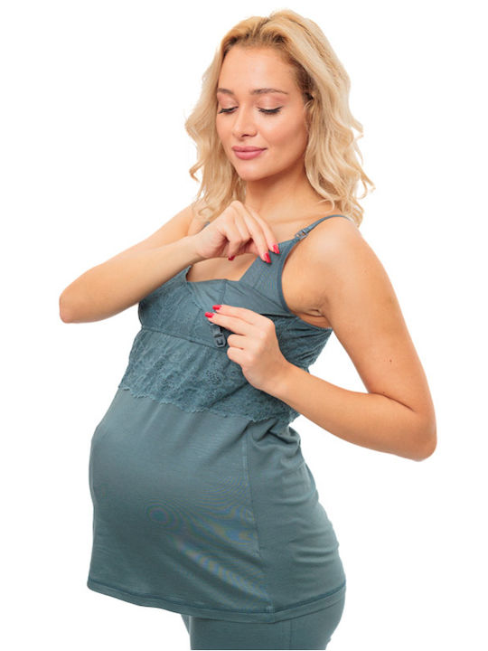 Angel's Secret Maternity Pajama Set & Nursing in Green color