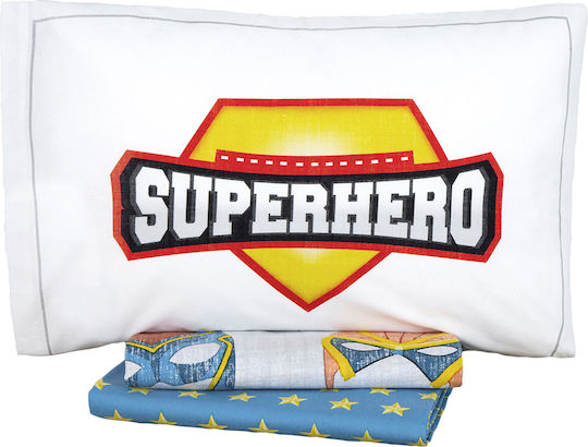 Nima Set Kids Sheets Cotton Superheroes Multicolour 170x255cm 2 Pieces