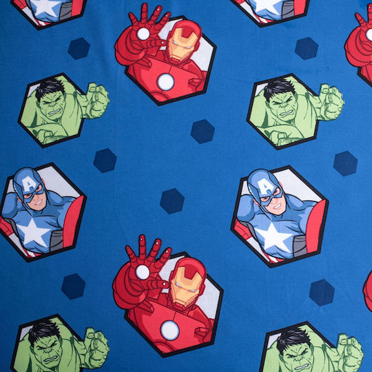 Borea Чаршаф Единично С ластик Памук Avengers Синьо 90x200см
