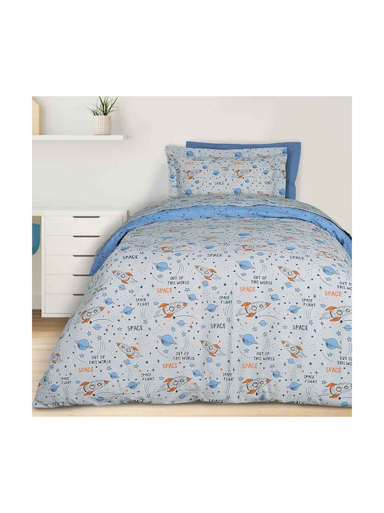 Das Home Σετ Σεντόνια Μονά Βαμβακερά Blue, Grey, Orange 170x240cm 3τμχ