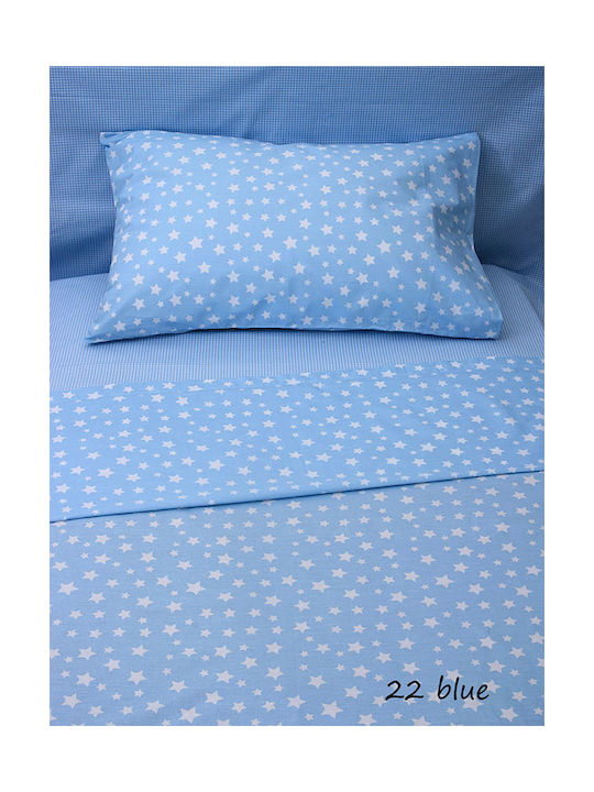 Sunshine Σετ Σεντόνια Μονά Βαμβακερά Feelings 22 Blue 165x270cm 3τμχ