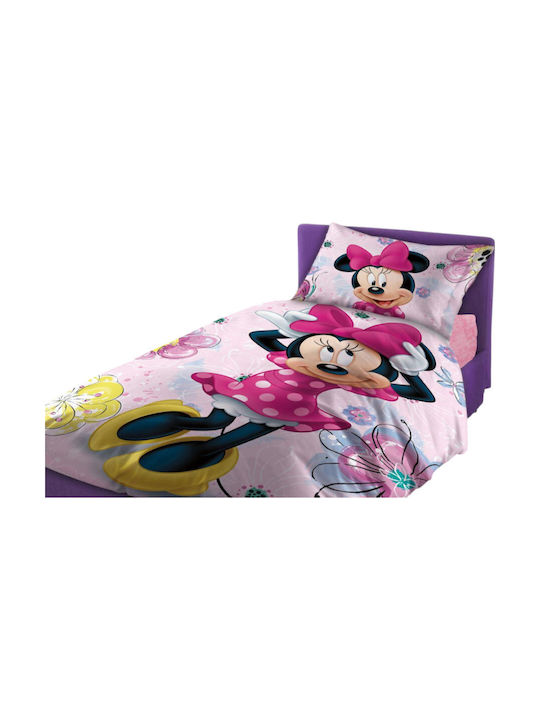 Dimcol Σετ Σεντόνια Μονά Βαμβακερά Home Minnie 853 Pink 160x240cm 3τμχ