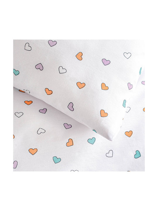 Rythmos Sheet Set King with Elastic Band Cotton Tiny Heart White 165x205cm 4pcs