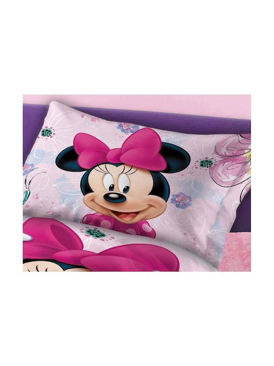 Dimcol Σετ Σεντόνια Μονά Βαμβακερά Minnie 854 Pink 160x240cm 4τμχ