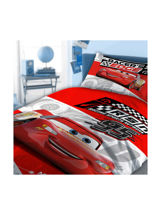 Dimcol Seturi de cearșafuri Single Bumbac Cars 773 Roșu 160x240cm 2buc
