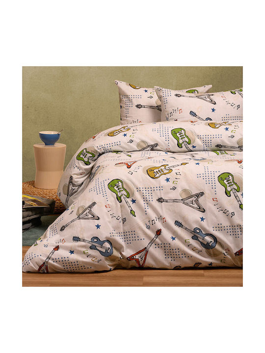 Melinen Sheet Set Single with Elastic Band Cotton Ecru 170x260cm 3pcs