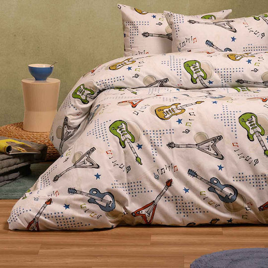 Melinen Sheet Set Single with Elastic Band Cotton Ecru 170x260cm 3pcs