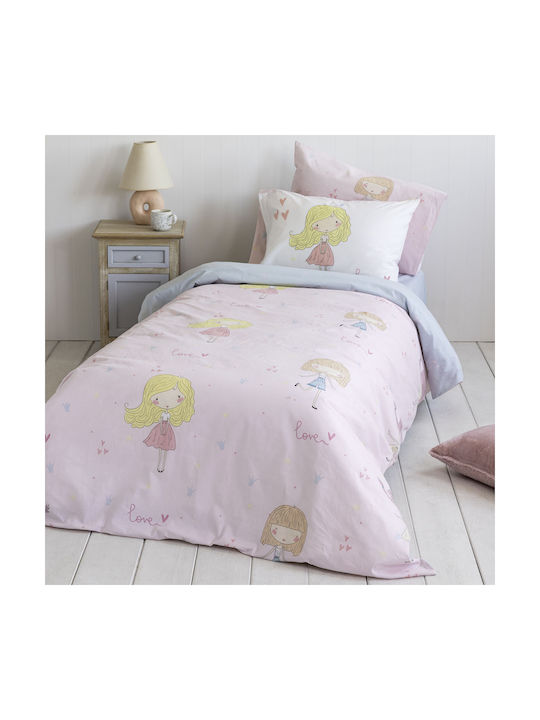 Nima Bettwäsche-Set Einzel Baumwolle Lovely Rosa 170x255cm 2Stück