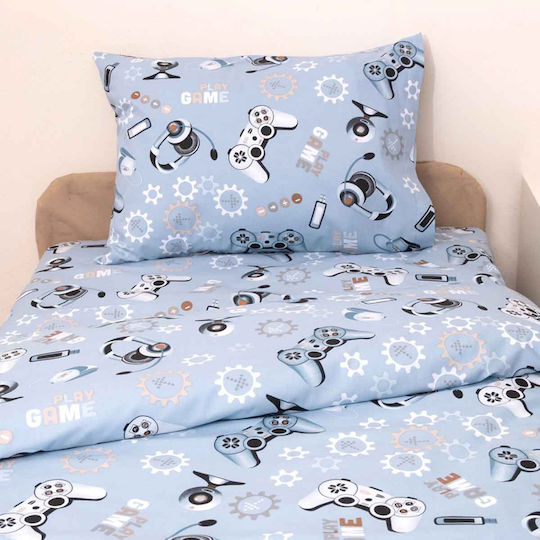 Viopros Sheet Set Single Cotton Blue 160x260cm 3pcs