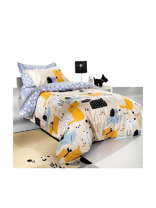 Saint Clair Σετ Μονά Doggy Blue 160x250cm