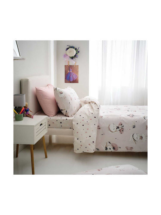 Vesta Home Σετ Σεντόνια Ημίδιπλα Βαμβακερά Ballarina Ροζ 170x260cm 3τμχ