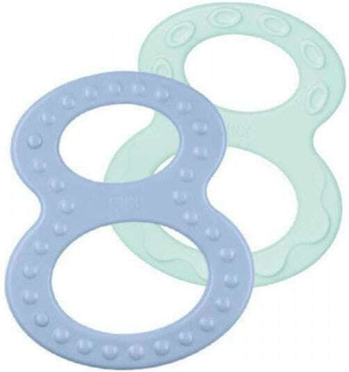 Nuk Teething Ring BPA Free Plastic for 3 Months+ White - Blue 2 Pieces