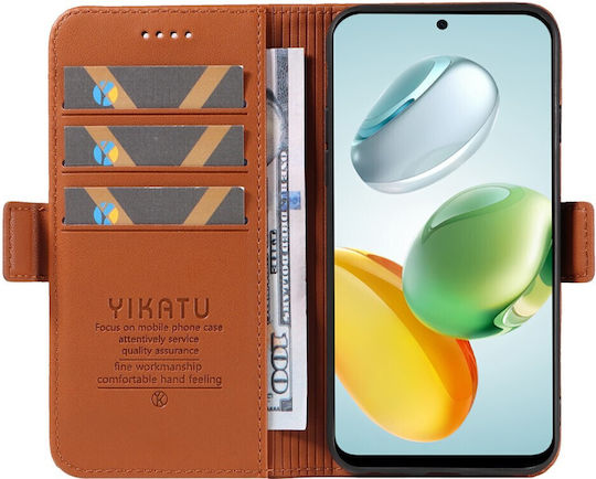 Yikatu Книга Изкуствена кожа / Силикон Кафяв (Honor 200 Smart)