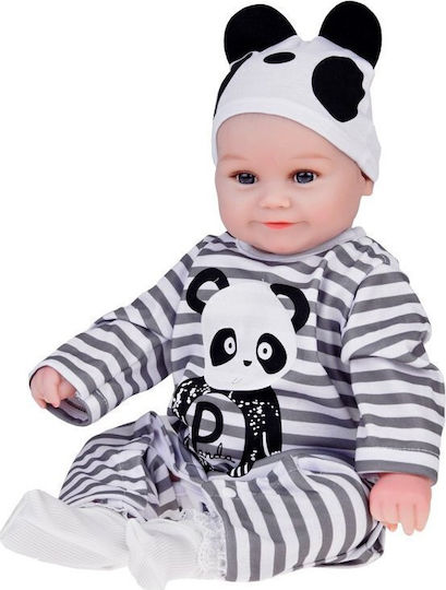 Lovely Soft Boy Doll 45cm Lifelike Dressed In Panda Overalls Za5358